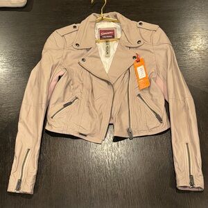 Superdry Women's Nude Leather Jacket size medium